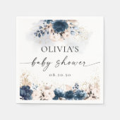 Navy Blue and Dusty Rose Baby Shooting Paper Napki Serviette (Vorderseite)