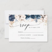 Navy Blue and Dusty Rose Wedding RSVP Card (Vorderseite)