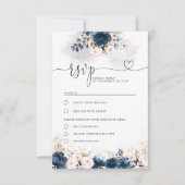 Navy Blue and Dusty Rose Wedding RSVP Card (Vorderseite)