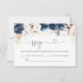 Navy Blue and Dusty Rose Wedding RSVP Card Karte (Vorderseite)