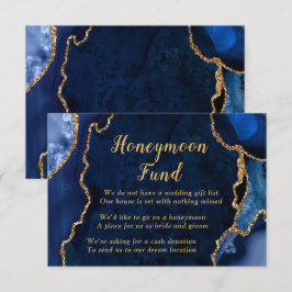 Navy Blue and Gold Agate Honeymoon Fund Begleitkarte