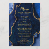 Navy Blue and Gold Agate Marble Wedding Menükarte (Vorderseite)