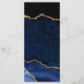 Navy Blue and Gold Agate Marble Wedding Menükarte (Rückseite)