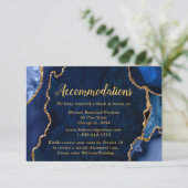 Navy Blue and Gold Agate Wedding Accommodations Begleitkarte (Stehend Vorderseite)
