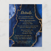 Navy Blue and Gold Agate Wedding Details Begleitkarte (Vorderseite)