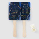 Navy Blue and Gold Agate Wedding Program Fächer (Vorne und Hinten)