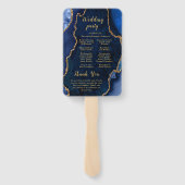 Navy Blue and Gold Agate Wedding Program Fächer (Rückseite)