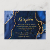 Navy Blue and Gold Agate Wedding Reception Begleitkarte (Vorderseite)