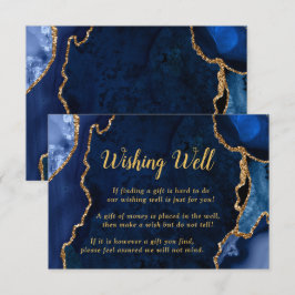 Navy Blue and Gold Agate Wedding Wishing Well Begleitkarte