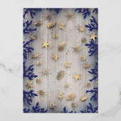 Navy Blue and Gold Anchor Rustic Beach Abschluss Folieneinladung (Rückseite)