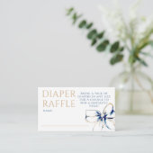 Navy Blue and Gold Bow Diaper Raffle Ticket Begleitkarte (Stehend Vorderseite)
