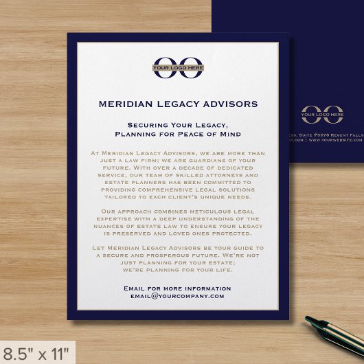 Navy Blue and Gold Business Flyer mit Logo