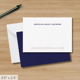Navy Blue and Gold Business Note Card Mitteilungskarte
