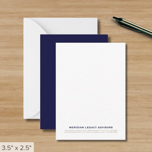 Navy Blue and Gold Business Note Card Mitteilungskarte
