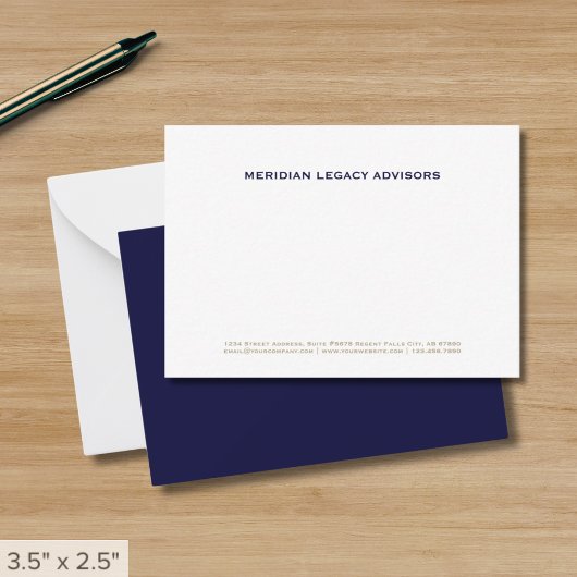 Navy Blue and Gold Business Note Card Mitteilungskarte