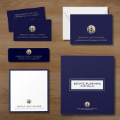 Navy Blue and Gold Business Note Card Mitteilungskarte