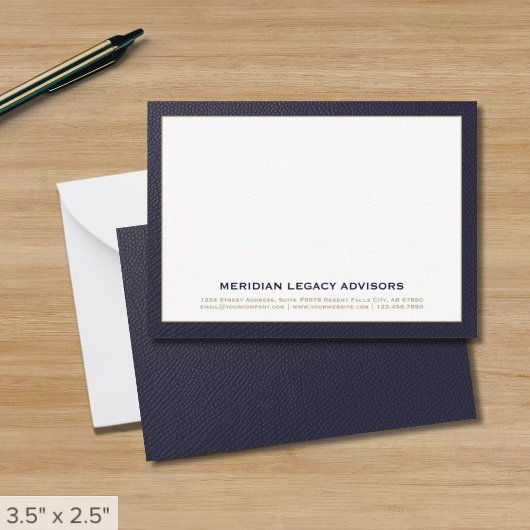 Navy Blue and Gold Business Note Card Mitteilungskarte