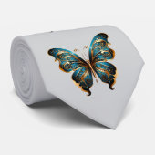 Navy Blue and Gold Butterfly Seamless Pattern Krawatte (Gerollt)