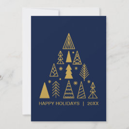 Navy Blue and Gold Christmas Tree | Holiday Card  Feiertagskarte