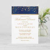 Navy Blue and Gold Confetti Dot - Probe Dinner Einladung (Stehend Vorderseite)