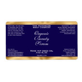 Navy Blue and Gold Cosmetics Dropper Bottle Label (Vorne)