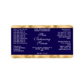 Navy Blue and Gold Cosmetics Dropper Bottle Label  Adressaufkleber (Vorne)
