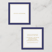 Navy Blue and Gold Eleganine Feminine Quadratische Visitenkarte (Vorne/Hinten)