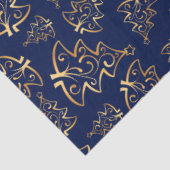 Navy Blue and Gold Elegant Christmas Trees Seidenpapier (Ausschnitt)