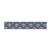 Navy Blue and Gold Fleur-de-Lis Muster Einladungsbanderole (Flach)
