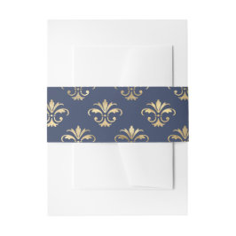 Navy Blue and Gold Fleur-de-Lis Muster Einladungsbanderole