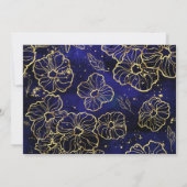 Navy Blue and Gold Floral Foto Save the Date (Rückseite)
