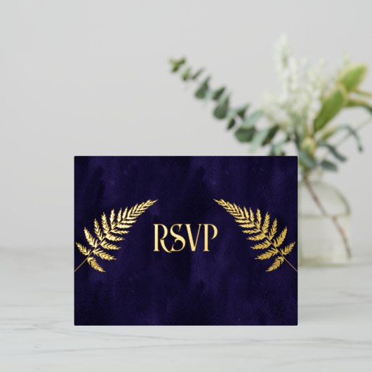 Navy Blue and Gold Foil UAWG Folie Einladungspostkarte (Stehend vorne)