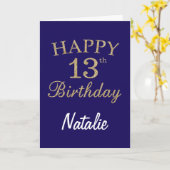 Navy Blue and Gold Glitter 13th Birthday Card Karte (Gelbe Blume)