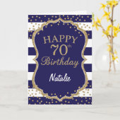 Navy Blue and Gold Glitter 70th Birthday Card Karte (Gelbe Blume)