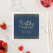 Navy Blue and Gold Glitter Confetti Birthday Party Serviette (Beispiel)