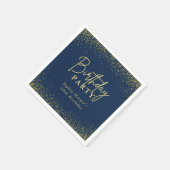 Navy Blue and Gold Glitter Confetti Birthday Party Serviette (Ecke)