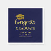 Navy Blue and Gold Glückwunschs Graduate Abschluss Serviette (Vorderseite)