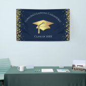 Navy Blue and Gold Graduation Banner (Messeveranstaltung)