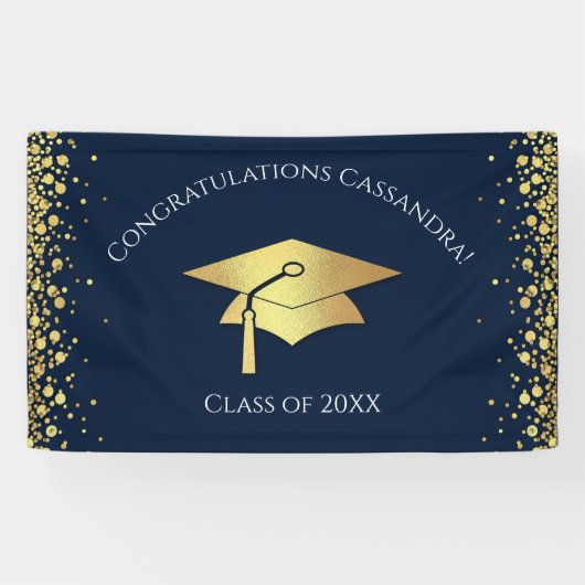Navy Blue and Gold Graduation Banner (Horizontal)