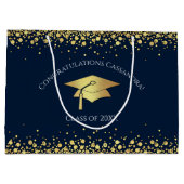 Navy Blue and Gold Graduation Große Geschenktüte (Rückseite)