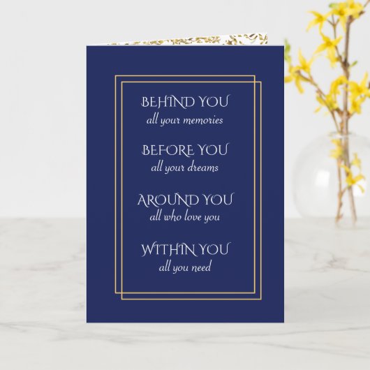 Navy Blue and Gold Graduation Inspiration Karte (Gelbe Blume)