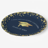 Navy Blue and Gold Graduation Pappteller (Schrägansicht)