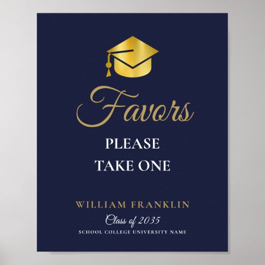 Navy Blue and Gold Graduation Party favorisiert Un Poster (Vorne)