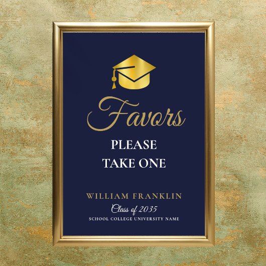Navy Blue and Gold Graduation Party favorisiert Un Poster