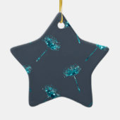 Navy Blue and Gold Imitate Glitzer Dandela Blume Keramik Ornament (Hinten)