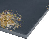 Navy Blue and Gold Imitate Glitzer Dandela Blume Schneidebrett (Ecke)