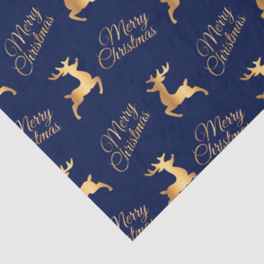 Navy Blue and Gold Merry Christmas Word Art Seidenpapier (Ausschnitt)