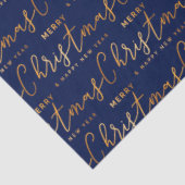 Navy Blue and Gold Merry Christmas Word Art Seidenpapier (Ausschnitt)