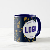 Navy Blue and Gold Modern Boho Custom Logo Mug Tasse (VorderseiteRechts)