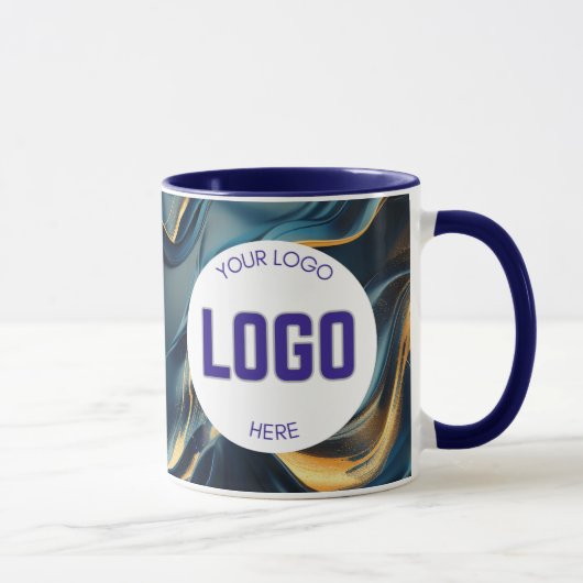 Navy Blue and Gold Modern Boho Custom Logo Mug Tasse (Rechts)